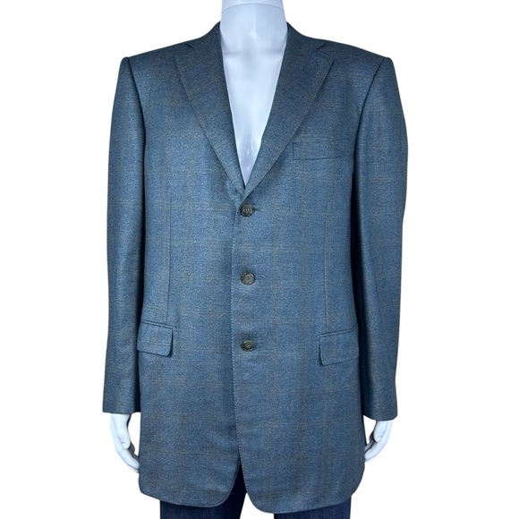 Ermenegildo Zegna Cashmere Silk Blend Herringbone Sport Coat Blazer Sz 50 Luxury